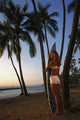Woman With Surfboard, Golden Palms Wall Mural