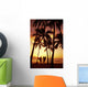 Palms At Sunset Golden Silhouette Wall Mural
