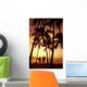 Palms At Sunset Golden Silhouette Wall Mural