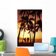 Palms At Sunset Golden Silhouette Wall Mural
