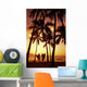 Palms At Sunset Golden Silhouette Wall Mural
