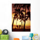 Palms At Sunset Golden Silhouette Wall Mural