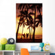 Palms At Sunset Golden Silhouette Wall Mural