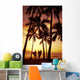 Palms At Sunset Golden Silhouette Wall Mural
