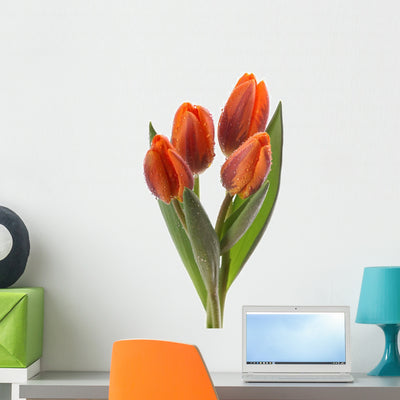 Bunch Tulip Flowers Wall Decal shown on a wall