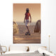 A Young Person Skateboarding With Bare Feet Wall Mural