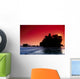 Indonesia, Bali, Tanah Lot Silhouetted By Dramatic Red Sunset Skies Wall Mural
