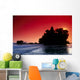 Indonesia, Bali, Tanah Lot Silhouetted By Dramatic Red Sunset Skies Wall Mural