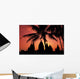 View Of Palm Trees And Buildings Silhouetted At Sunset Wall Mural