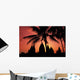 View Of Palm Trees And Buildings Silhouetted At Sunset Wall Mural