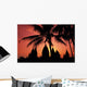 View Of Palm Trees And Buildings Silhouetted At Sunset Wall Mural