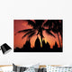 View Of Palm Trees And Buildings Silhouetted At Sunset Wall Mural