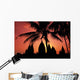 View Of Palm Trees And Buildings Silhouetted At Sunset Wall Mural