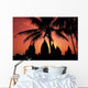 View Of Palm Trees And Buildings Silhouetted At Sunset Wall Mural