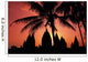 View Of Palm Trees And Buildings Silhouetted At Sunset Wall Mural