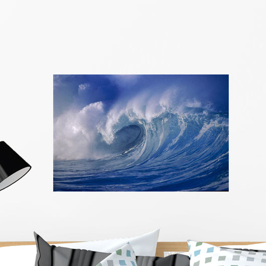 Powerful Winter Surf, Wave Crashing, Curling Close-Up Wall Mural