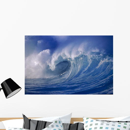 Powerful Winter Surf, Wave Crashing, Curling Close-Up Wall Mural