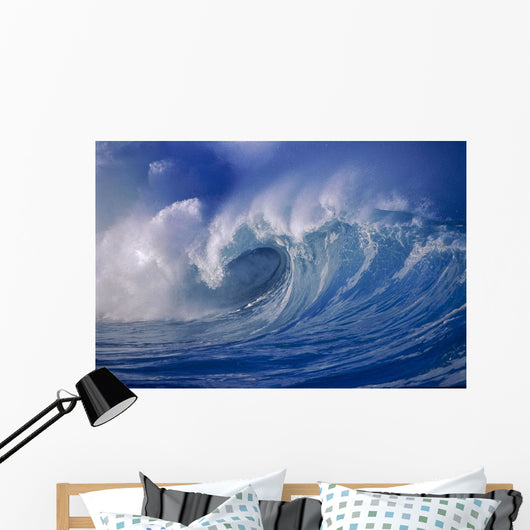 Powerful Winter Surf, Wave Crashing, Curling Close-Up Wall Mural