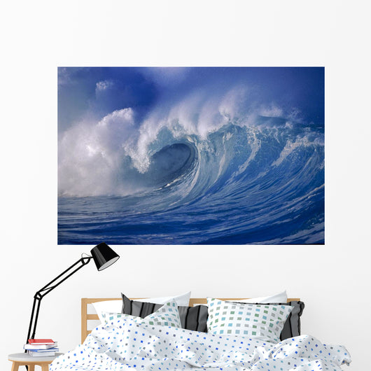 Powerful Winter Surf, Wave Crashing, Curling Close-Up Wall Mural