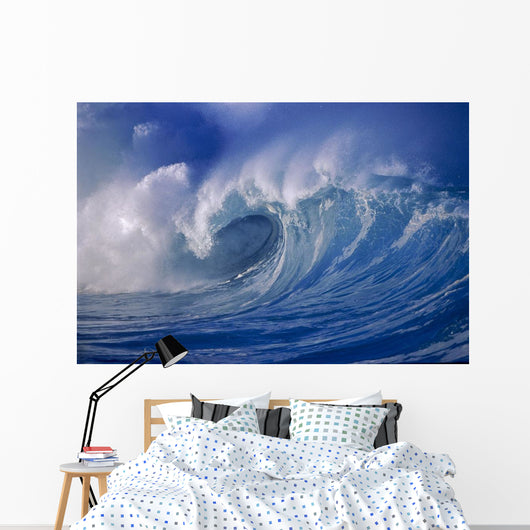 Powerful Winter Surf, Wave Crashing, Curling Close-Up Wall Mural