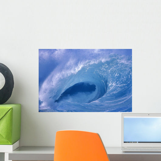 Side View Looking Through Curling Wave Powerful Winter Surf Wall Mural