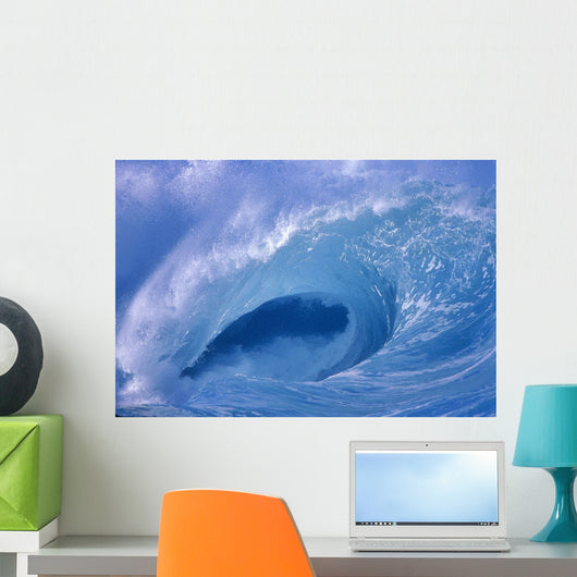 Side View Looking Through Curling Wave Powerful Winter Surf Wall Mural