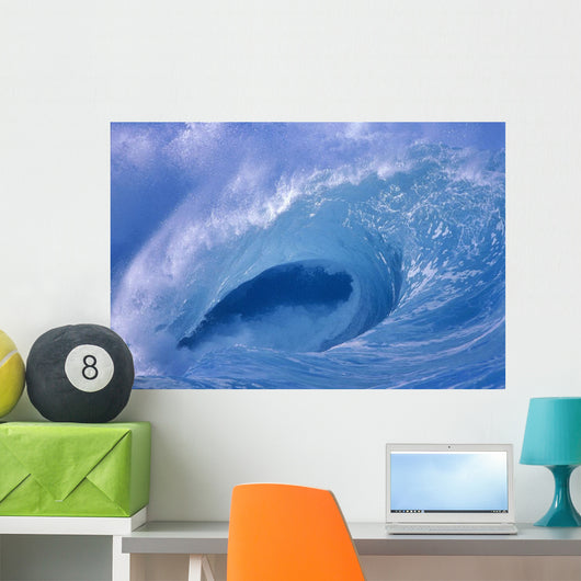 Side View Looking Through Curling Wave Powerful Winter Surf Wall Mural