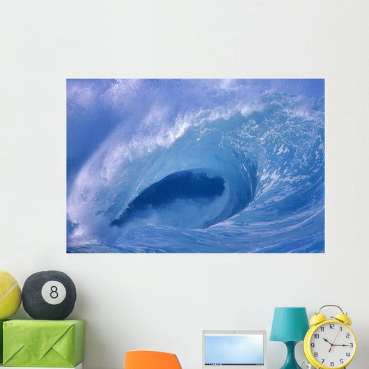 Side View Looking Through Curling Wave Powerful Winter Surf Wall Mural
