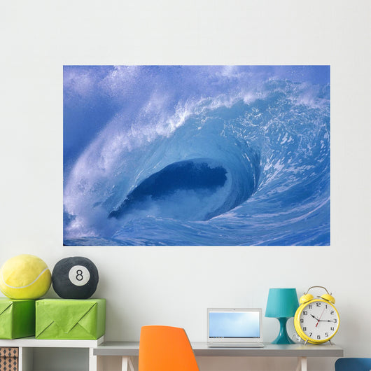 Side View Looking Through Curling Wave Powerful Winter Surf Wall Mural