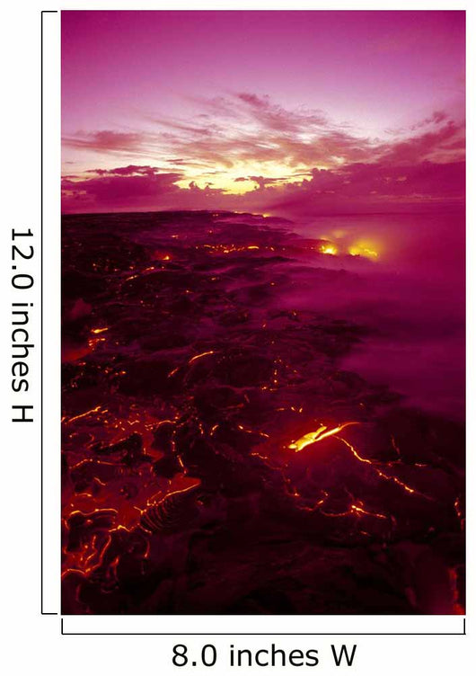 Kilauea Volcano Lava Flow At Dawn Glowing Pink Sky Smoky Wall Mural