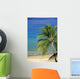 Tropical Beach With Palm Foreground, Beach Chair Distance Wall Mural