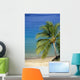 Tropical Beach With Palm Foreground, Beach Chair Distance Wall Mural