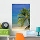 Tropical Beach With Palm Foreground, Beach Chair Distance Wall Mural