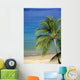 Tropical Beach With Palm Foreground, Beach Chair Distance Wall Mural