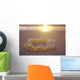 Sunset, Yellow Plumeria Lei Shoreline Beach Wall Mural