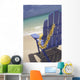 Close-Up Side Of Blue Beach Chair With Plumeria Hanging On Side Wall Mural