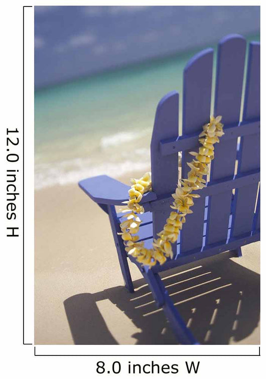 Close-Up Side Of Blue Beach Chair With Plumeria Hanging On Side Wall Mural