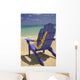 Close-Up Blue Beach Chair With Plumeria Hanging On Side Facing Ocean Wall Mural