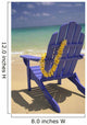 Close-Up Blue Beach Chair With Plumeria Hanging On Side Facing Ocean Wall Mural