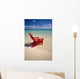 Red Beach Chair Along Shoreline, Turquoise Ocean, Calm Wall Mural