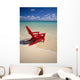 Red Beach Chair Along Shoreline, Turquoise Ocean, Calm Wall Mural