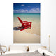 Red Beach Chair Along Shoreline, Turquoise Ocean, Calm Wall Mural