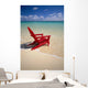 Red Beach Chair Along Shoreline, Turquoise Ocean, Calm Wall Mural