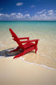 Red Beach Chair Along Shoreline, Turquoise Ocean, Calm Wall Mural