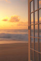 Afternoon Beach Scene Open Door Along Shoreline Wall Mural