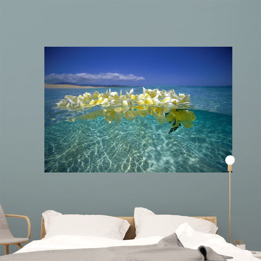 Over/Under Plumeria Lei Floating Ocean Surface Wall Mural