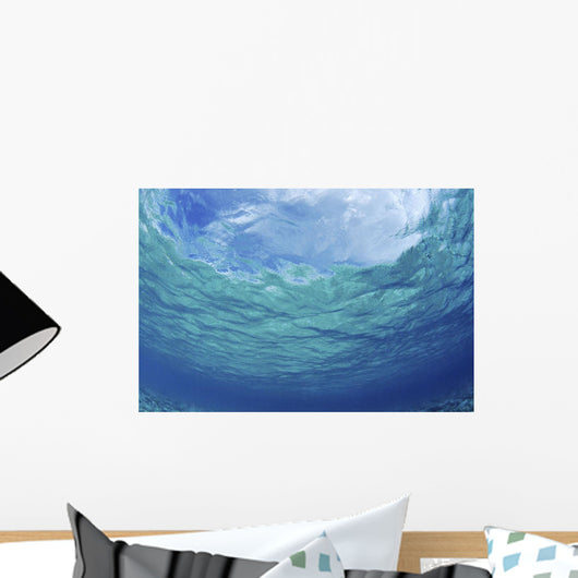 Underwater Ocean Looking Upward To Surface, Blue Sky Reflection Wall Mural