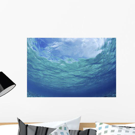 Underwater Ocean Looking Upward To Surface, Blue Sky Reflection Wall Mural