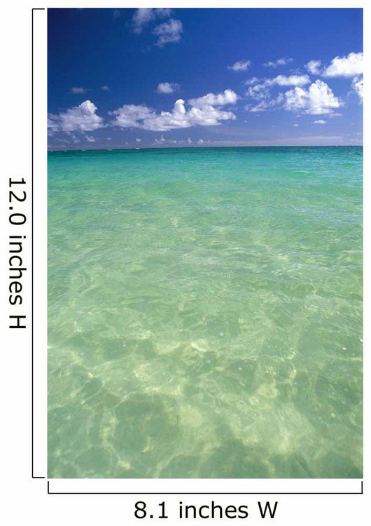 Calm Turquoise Ocean With Sandy Bottom Blue Sky And Clouds Wall Mural