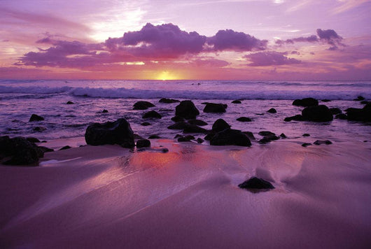 Hawaii, Molokai, West Shore Sunset On Horizon View From Shoreline Wall Mural